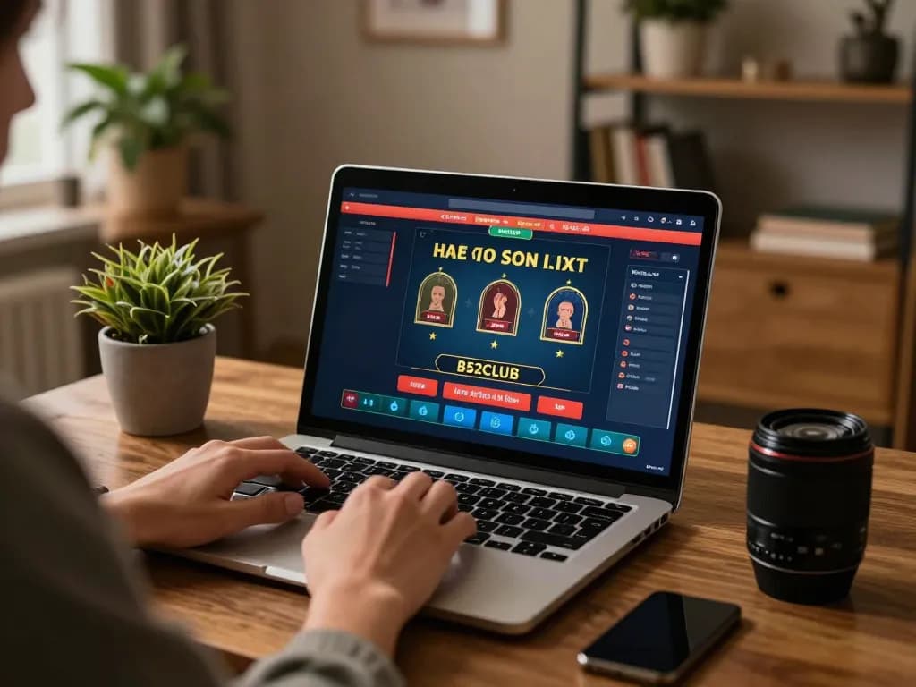 B52CLUB player engaging in live dealer blackjack at home, showcasing an inviting and strategic gameplay environment.