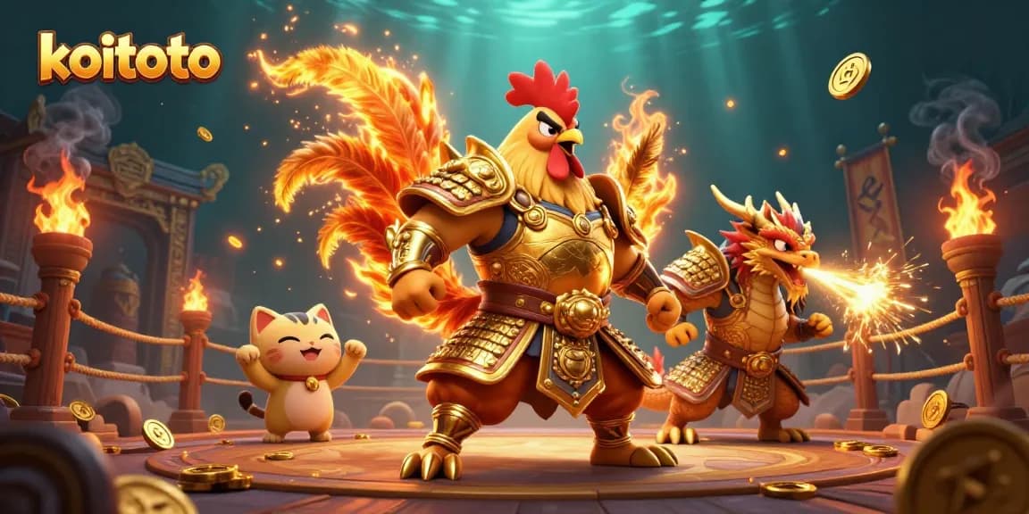 Engage with koitoto's thrilling gaming experience featuring dynamic casino elements in a vibrant 3D scene.