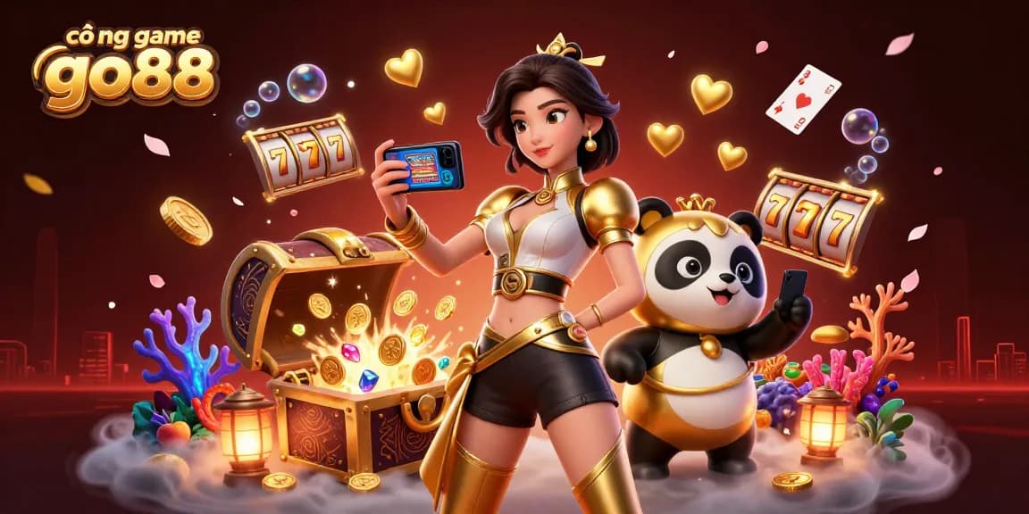 Play casino games on cổng game go88 with the elegant character and joyful panda mascot.