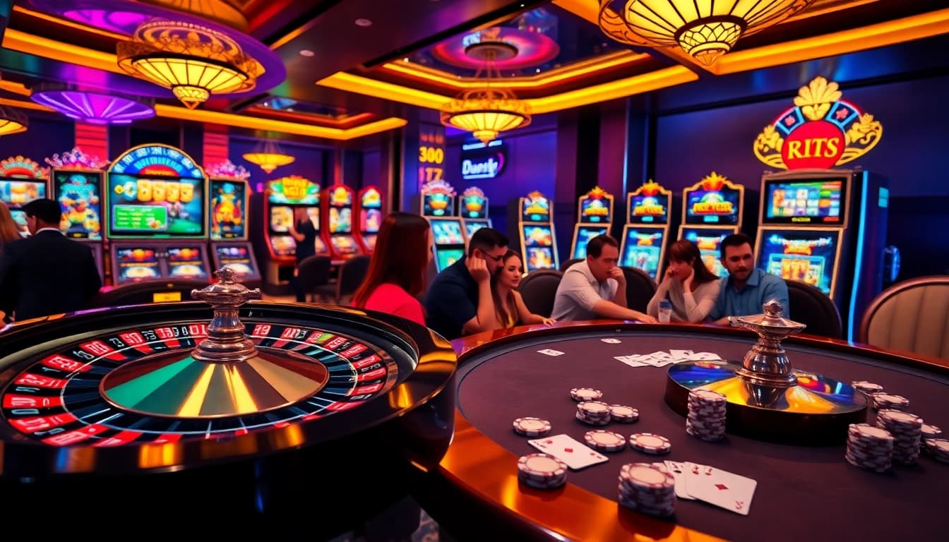 Experience thrilling gameplay with PG Pocket Games Soft สมัคร at luxurious casino tables filled with poker chips and vivid slot machines.