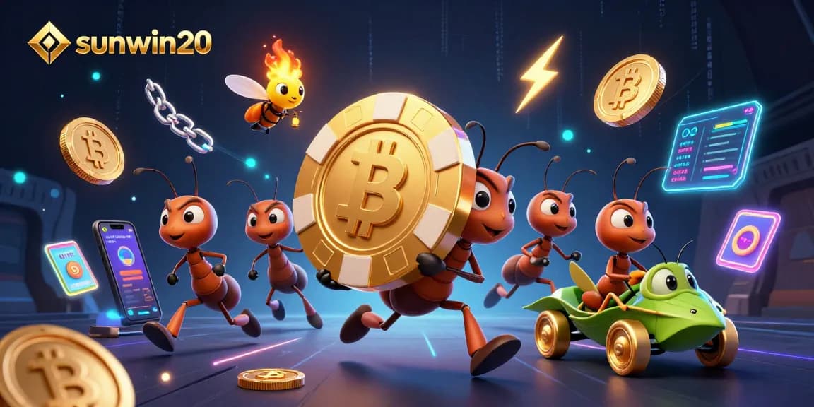 Experience the thrilling escapades with sunwin20 as cartoon ants steal a giant poker chip through an electrifying tunnel.