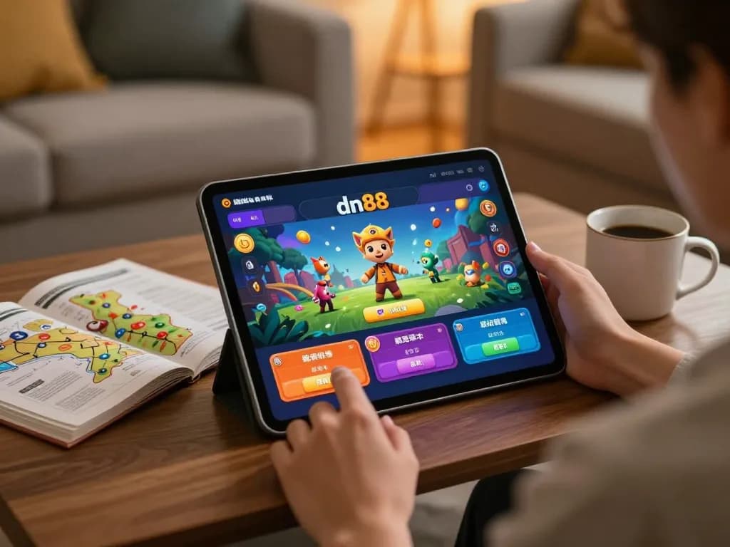 Engaging in exciting mobile gameplay on dn88's app in a cozy home environment