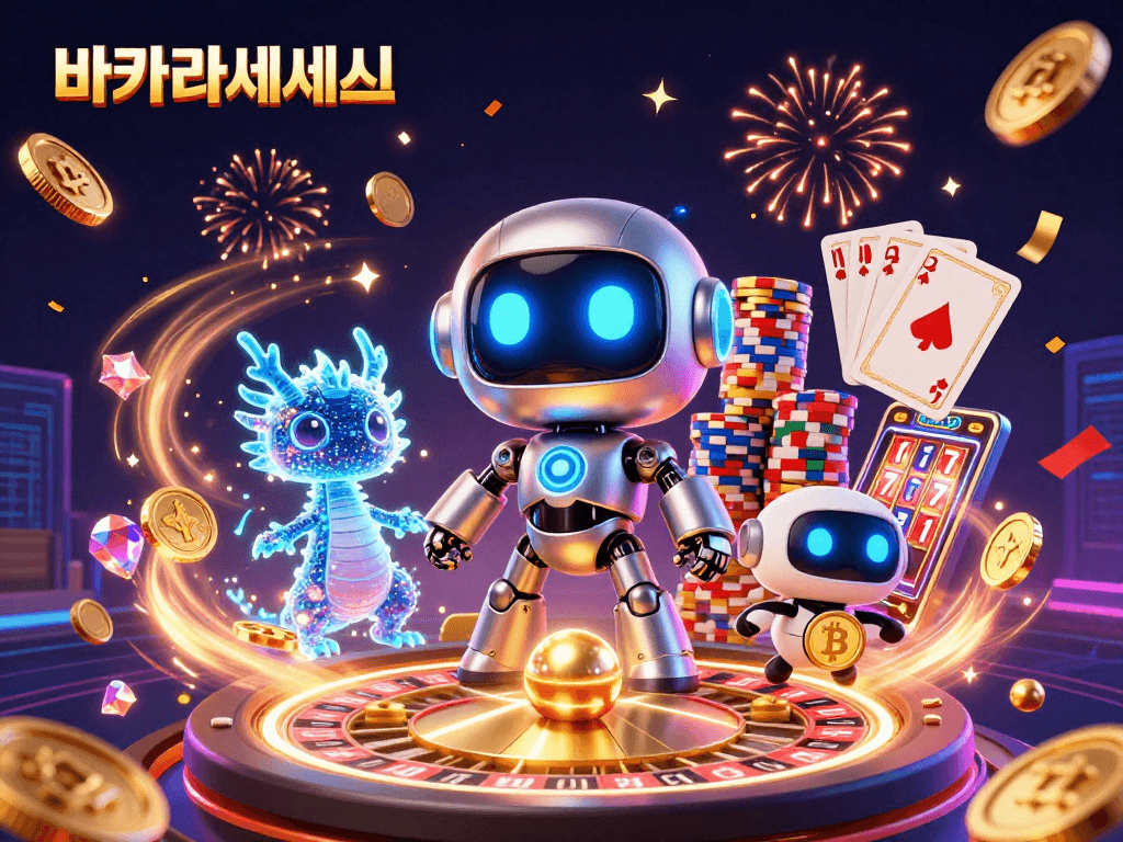 바카라사이트에서 화려한 카지노 게임을 즐기는 3D 일러스트와 함께 수많은 금빛 동전이 비산하고 있습니다.