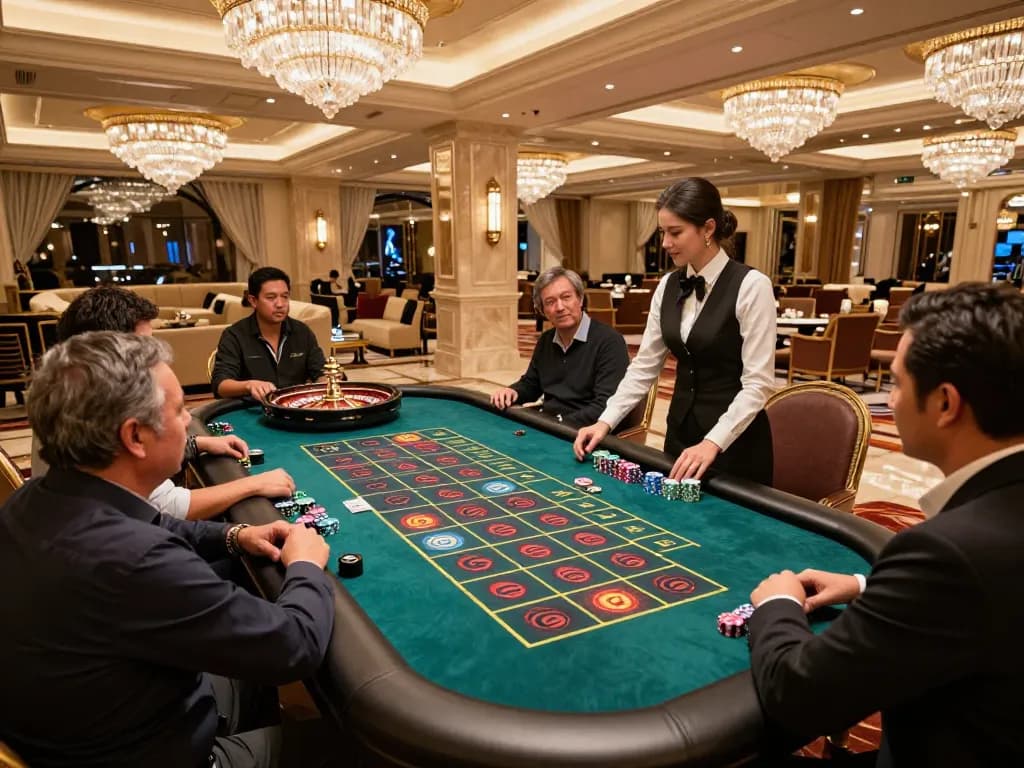 Players engaging in thrilling roulette action at KP88 casino, illustrating excitement and strategic betting.