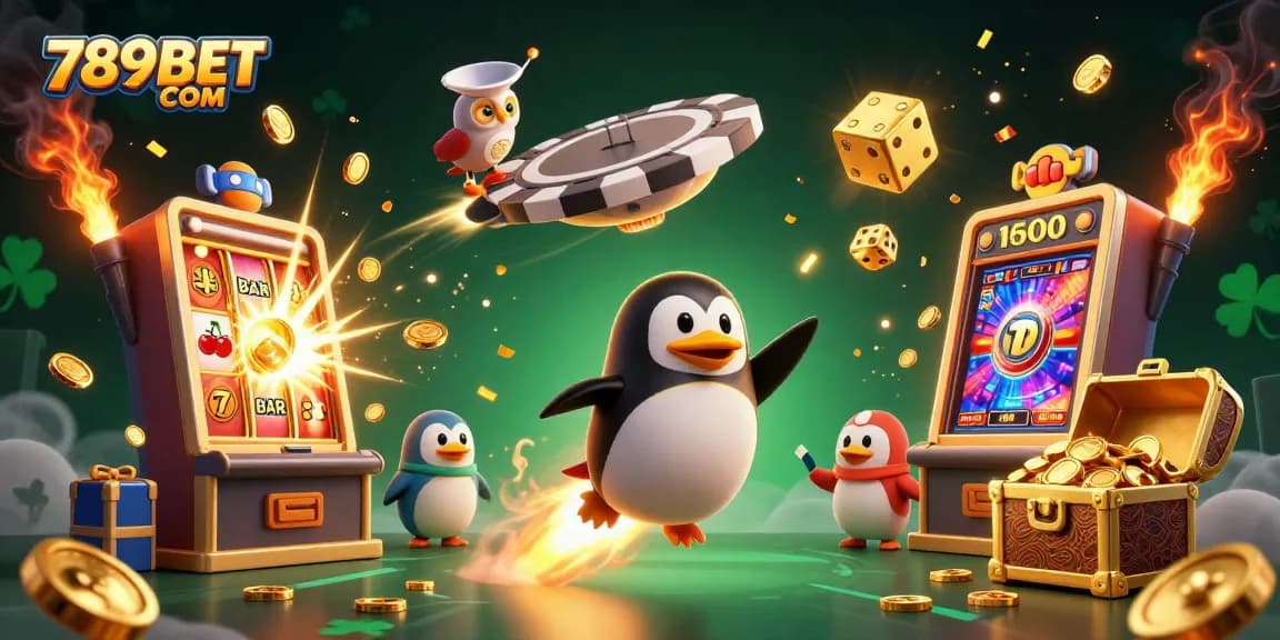 Experience thrilling entertainment with 789BET COM's vibrant casino illustration showcasing dynamic gaming elements.