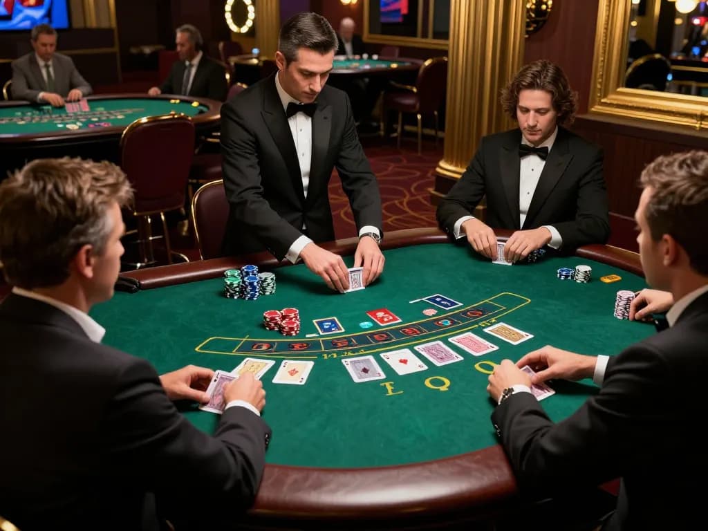 Experience the excitement of 888new casino with players engaged at a vibrant blackjack table.