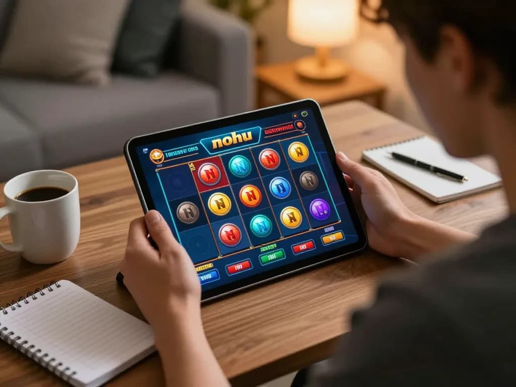 Engage in nohu slot games with strategic betting in a cozy home environment.