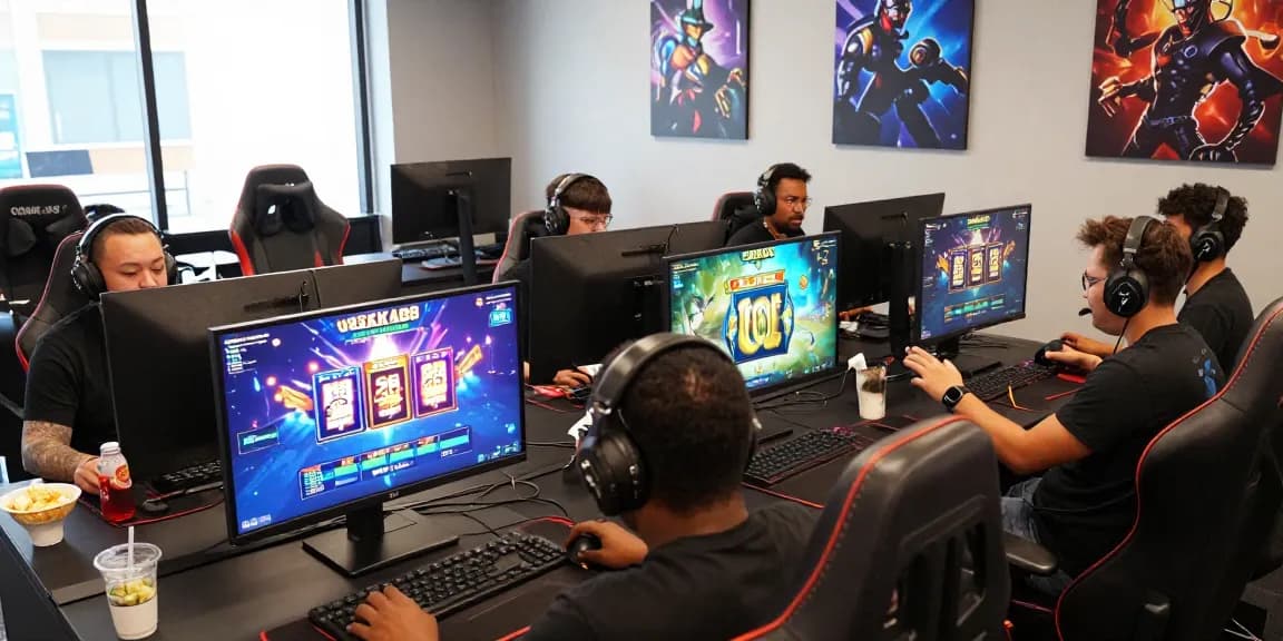 Diverse players engaged in OSAKA88 gaming, showcasing excitement and modern gaming setups.