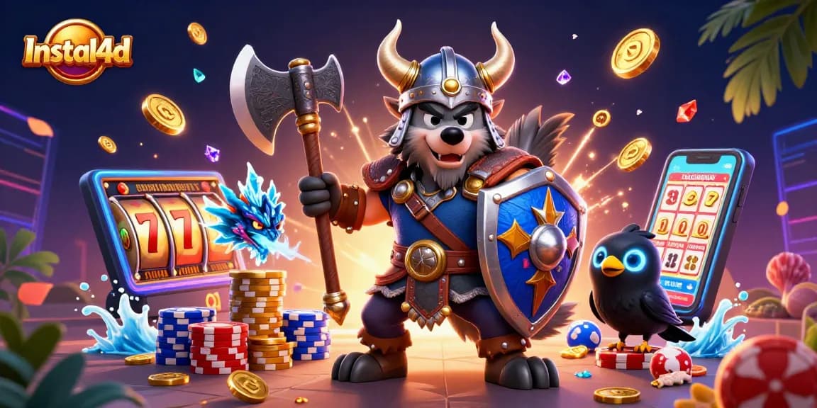 Engage in thrilling gameplay with Instal4d’s vibrant slot scene, featuring epic characters and dazzling casino elements.