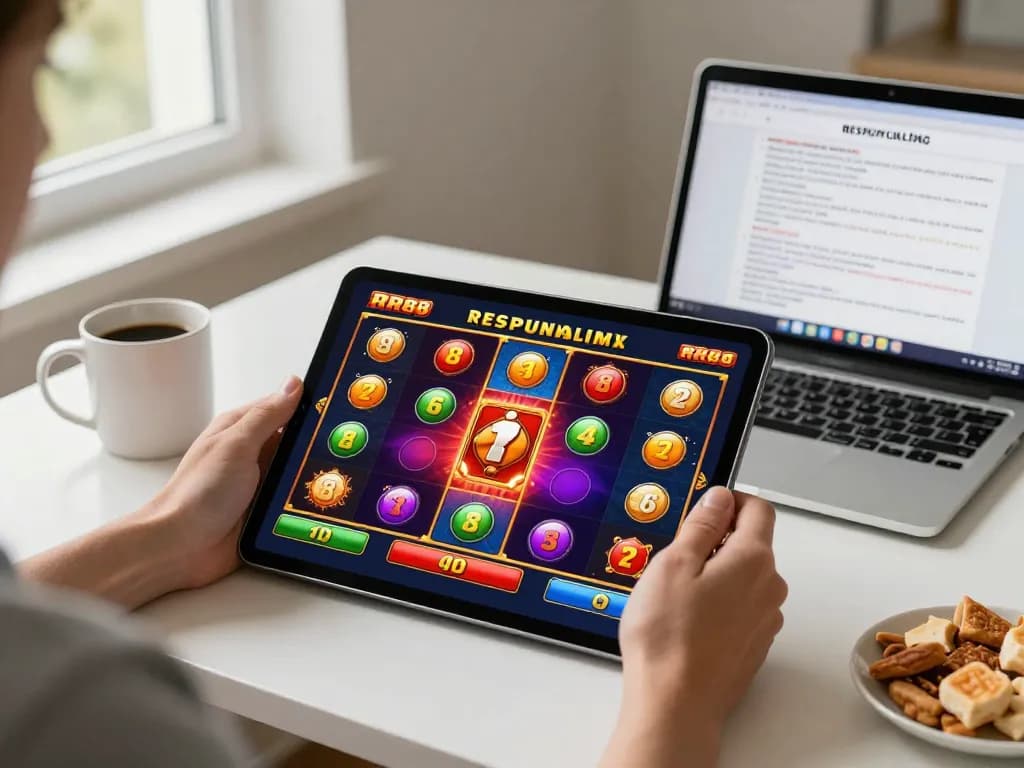 Engaging RR88 online gambling experience with vibrant tablet gameplay in a cozy home.