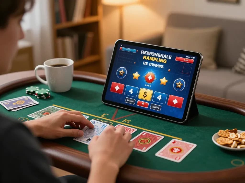 open88 engaging in online gambling strategy on a tablet in a cozy home setting