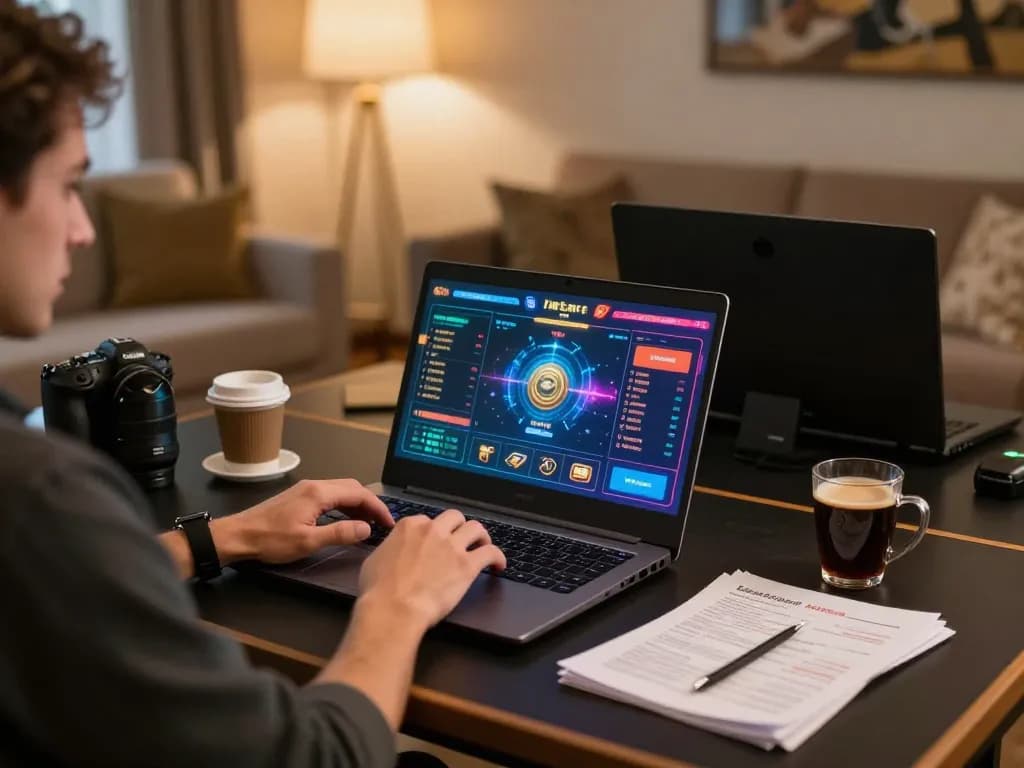 Playing at TR88 online casino with vibrant gaming interface and cozy atmosphere.