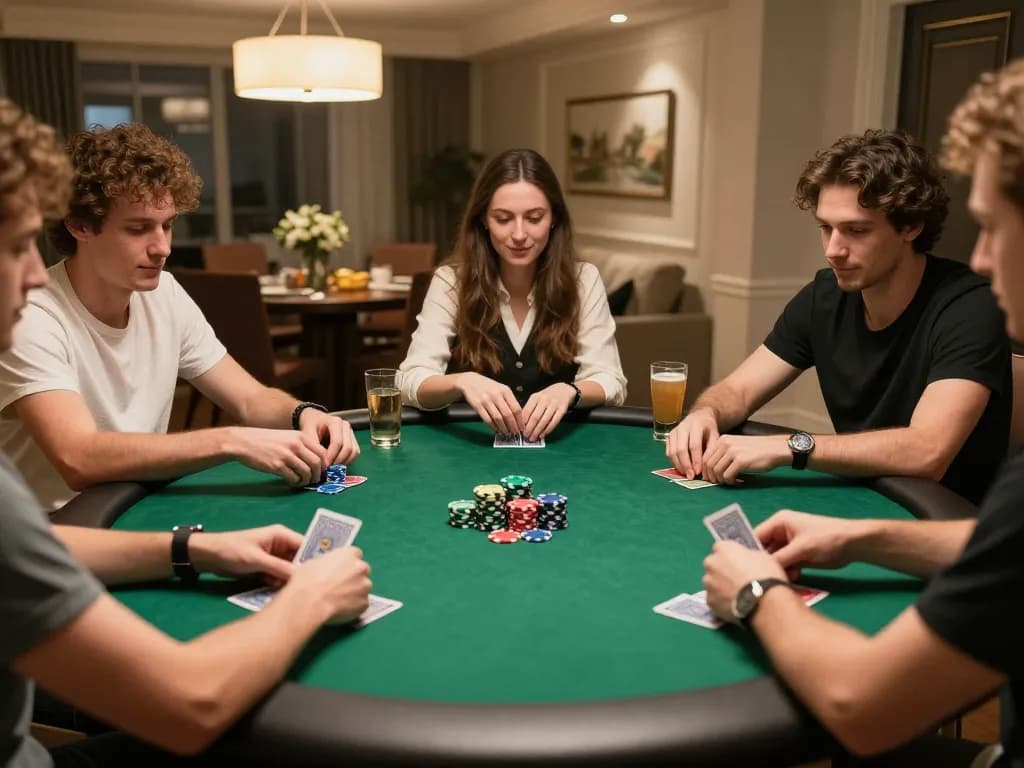 Engaging KJC poker night with friends, showcasing vibrant gameplay and competitive spirit