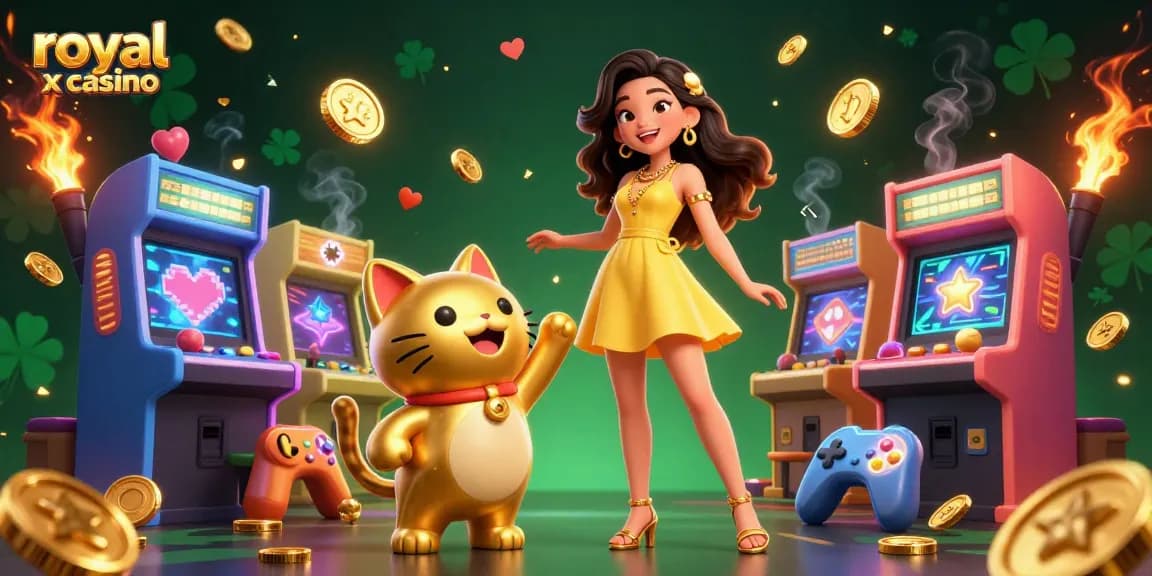 Engage with royal x casino's vibrant gaming experience featuring lively characters and colorful game elements.