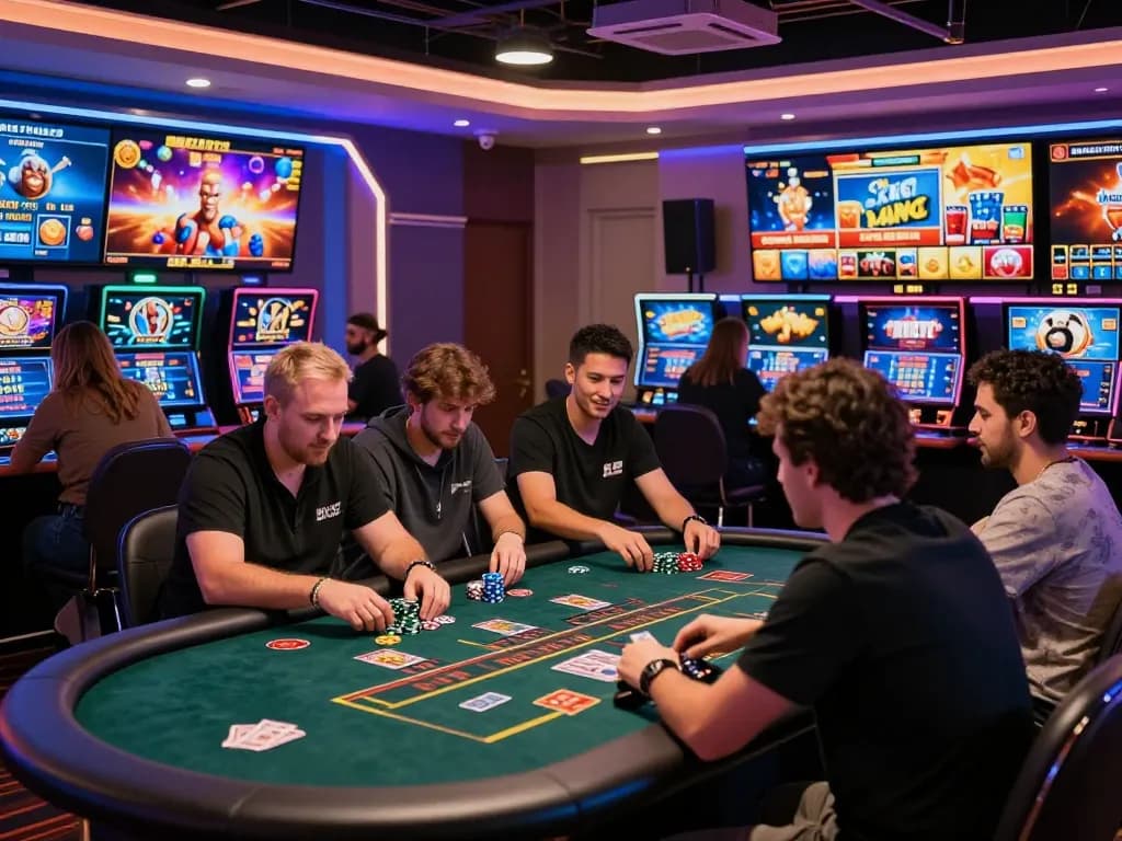 Players enjoying live games at 23win.com online casino with vibrant atmosphere and interactive elements.