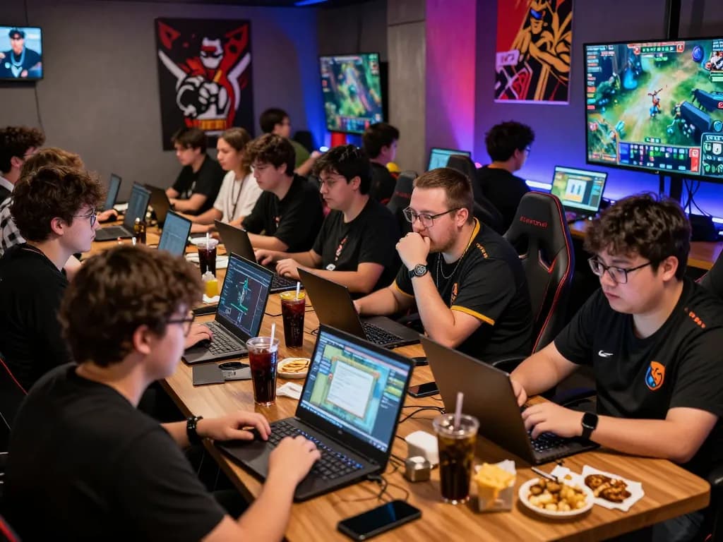 Dota 2 betting scene with fans engaged in live matches, displaying excitement and competitive energy