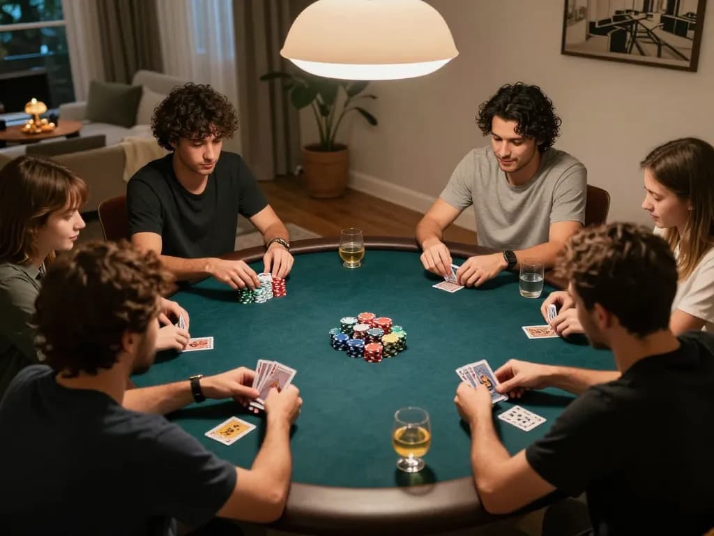 Players enjoying an engaging poker night, showcasing 99Win's social gaming aspects and strategies