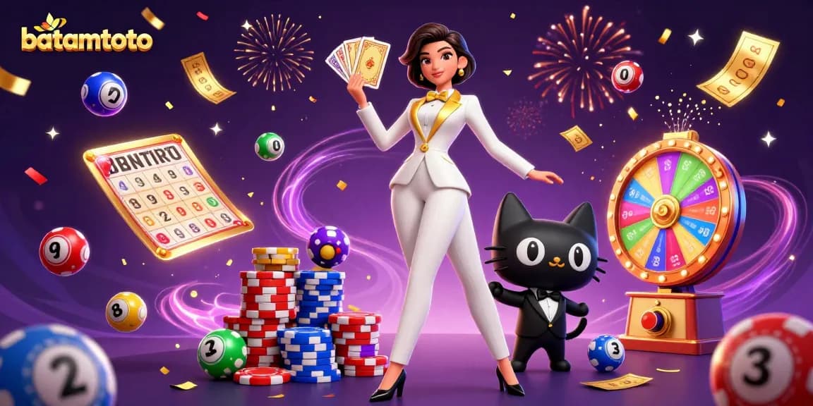 Experience the excitement of batamtoto with vibrant lottery elements and engaging characters.
