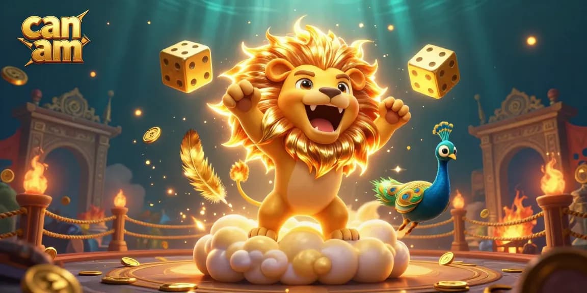 Engage with the can am experience through a thrilling gambling adventure featuring golden dice and vibrant characters.