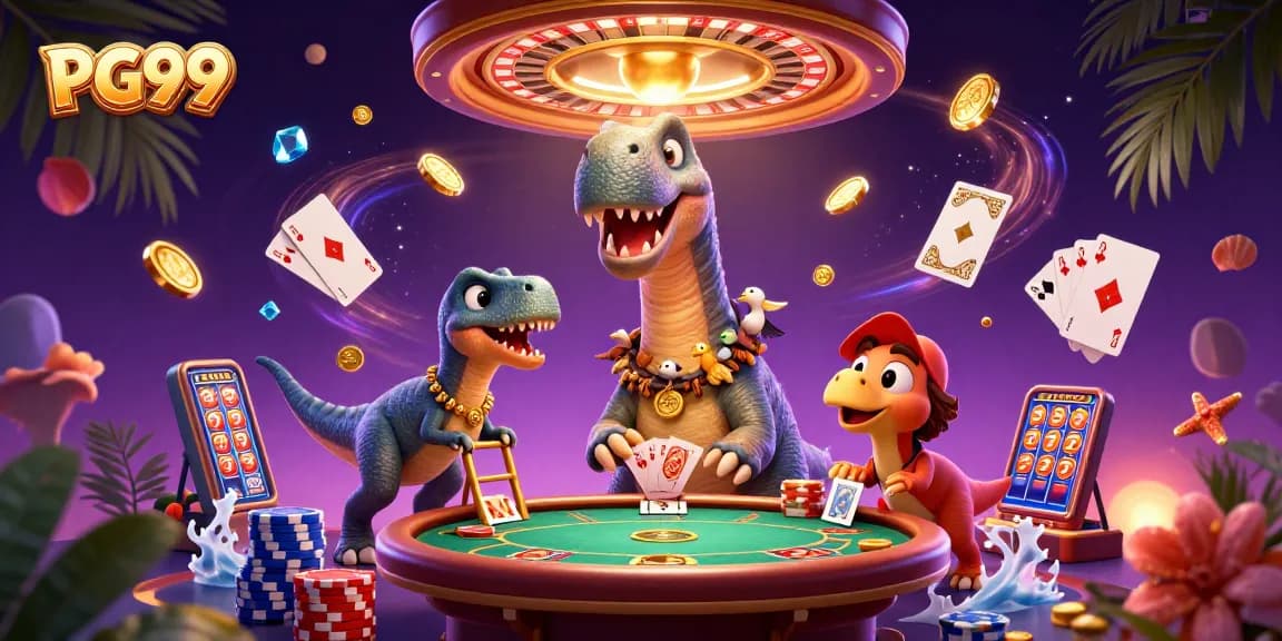 Engage with PG99's thrilling casino experience featuring a giant brontosaurus and clever raptor dealer.