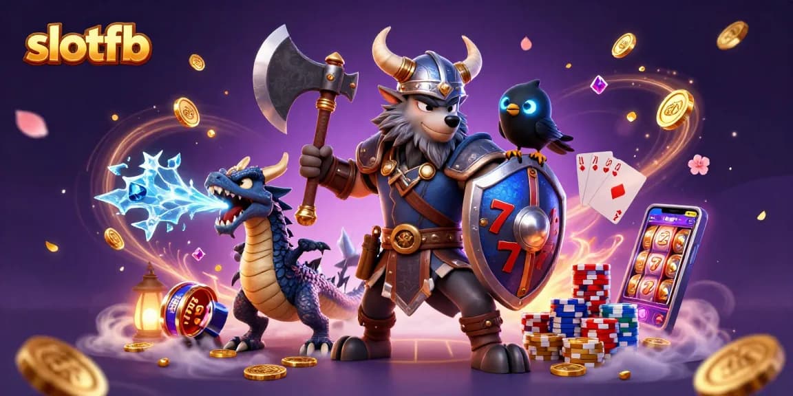 Menangkan jackpot di slotfb dengan ilustrasi slot bertema Viking penuh warna dan detail memukau.