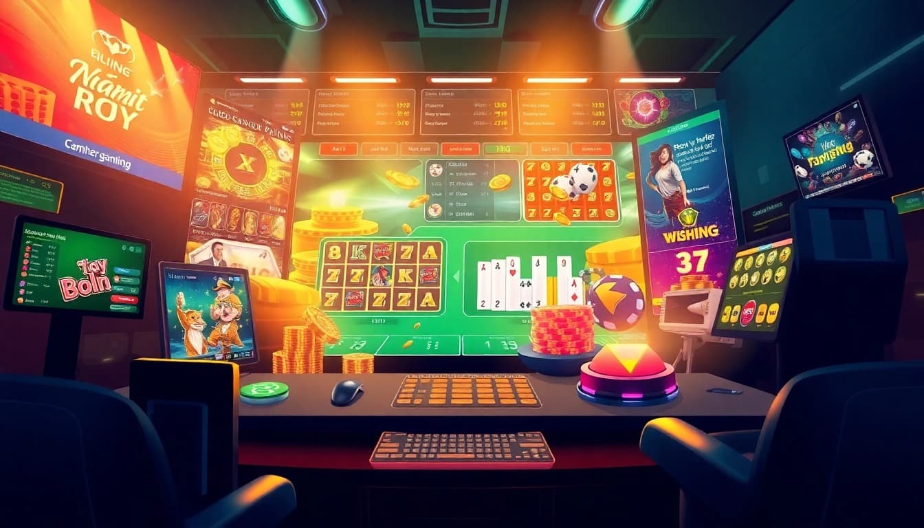 Nhatvip online platform featuring diverse casino games and user testimonials, showcasing excitement and security.