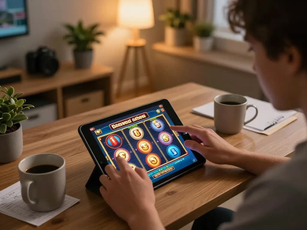 Playing slots at home with a bonus new member offer, showcasing an engaging online gambling experience