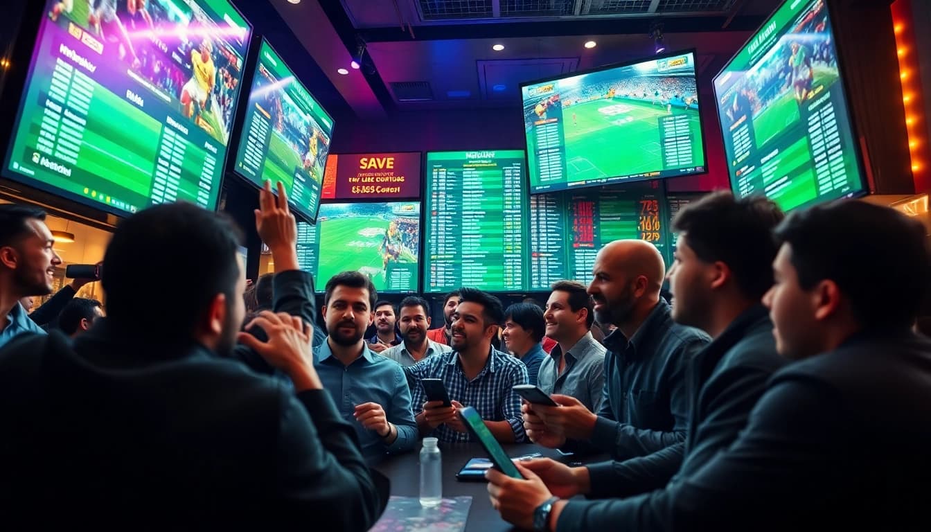Dynamic betting scene highlighting keonhacai updates on digital screens.