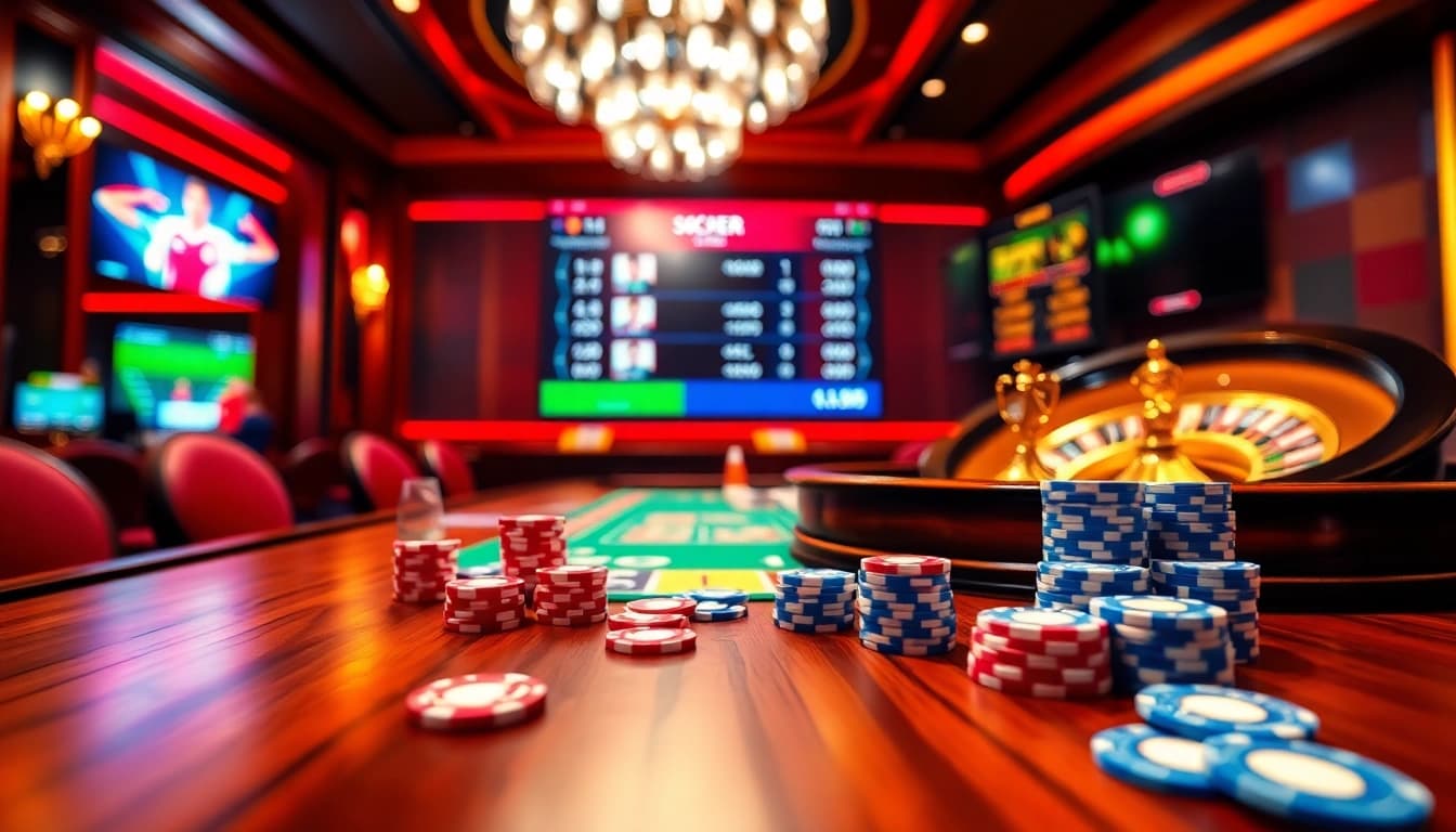 Live betting action featuring tỷ số trực tuyến with vibrant casino elements and excitement.
