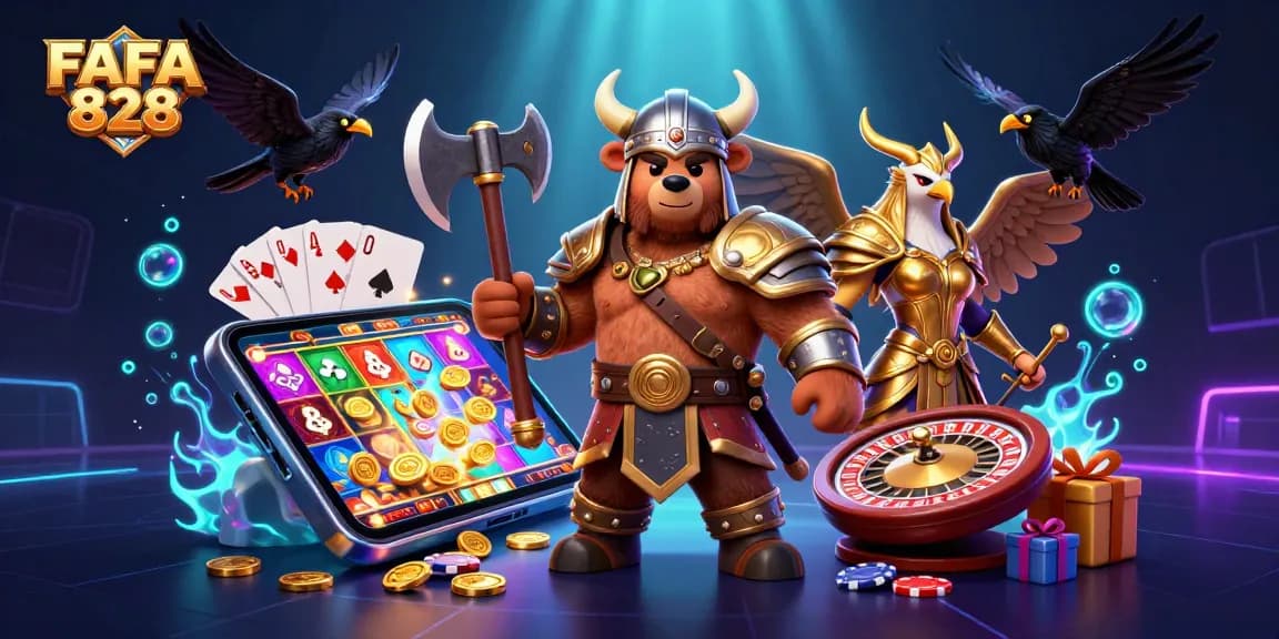 Engage with FAFA 828's vibrant slot gaming adventure depicted in ultra-detailed 3D illustration.