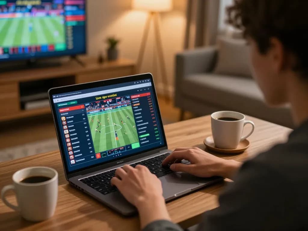 Engaging online sports betting session at home featuring hitclub interface.