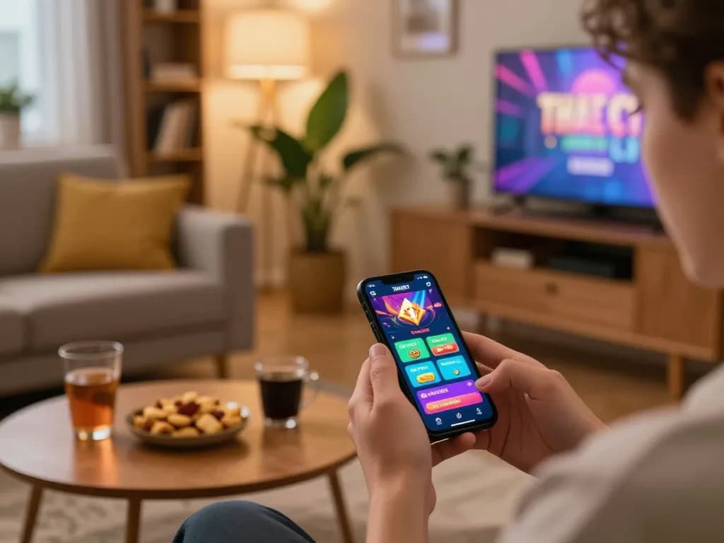 Engaging with the THABET mobile app for online gambling, showcasing an inviting home gaming setup