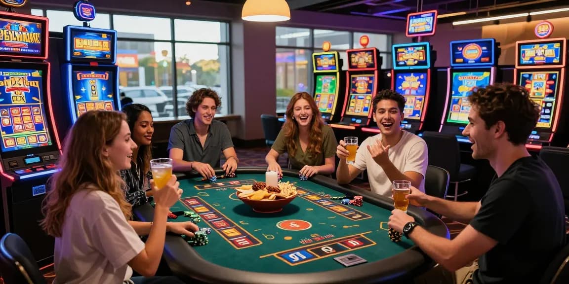 Exciting gaming environment at scoarch.org.uk, showcasing friends enjoying credit card casino games.