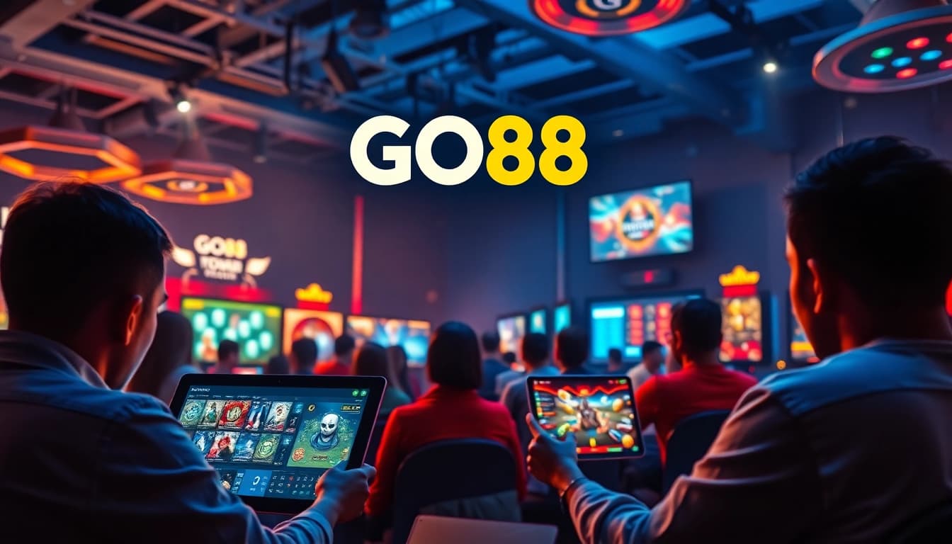 Exciting gaming atmosphere with GO88 platform highlighting vibrant players and engaging games.