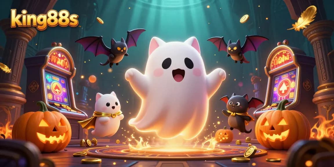 Experience thrilling gaming action with king88s while a friendly ghost cat floats in a haunted casino
