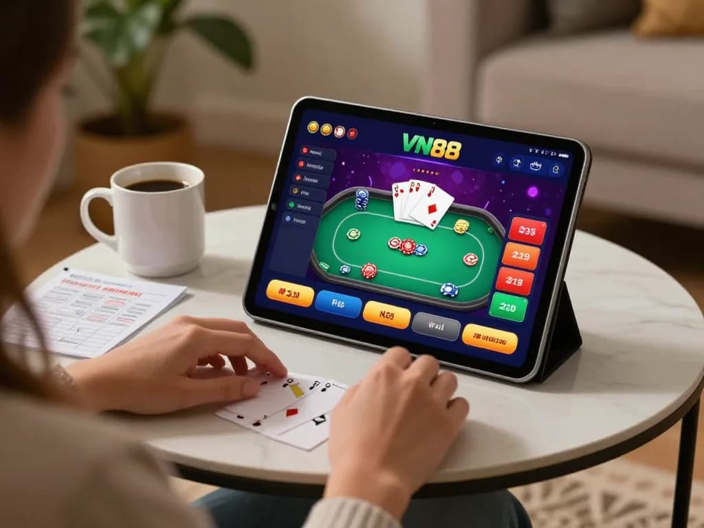 Play poker on the VN88 app while enjoying a cozy home environment and strategizing your bets.