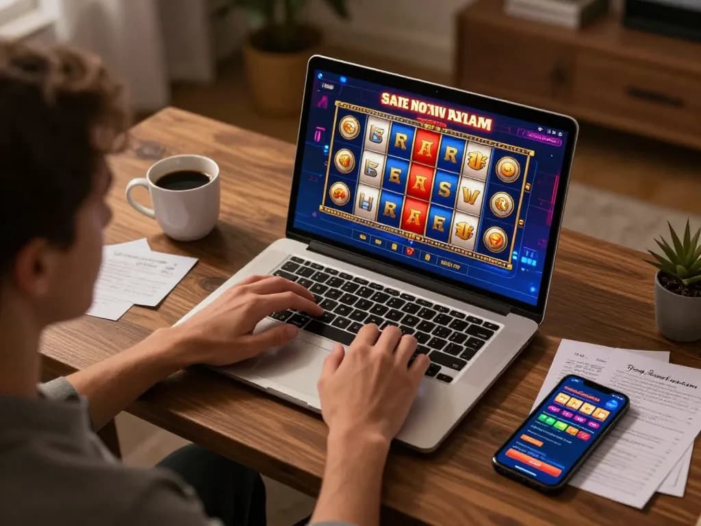 Engaging gameplay at a Safe Non AAMS casino on a laptop in a cozy home setting.