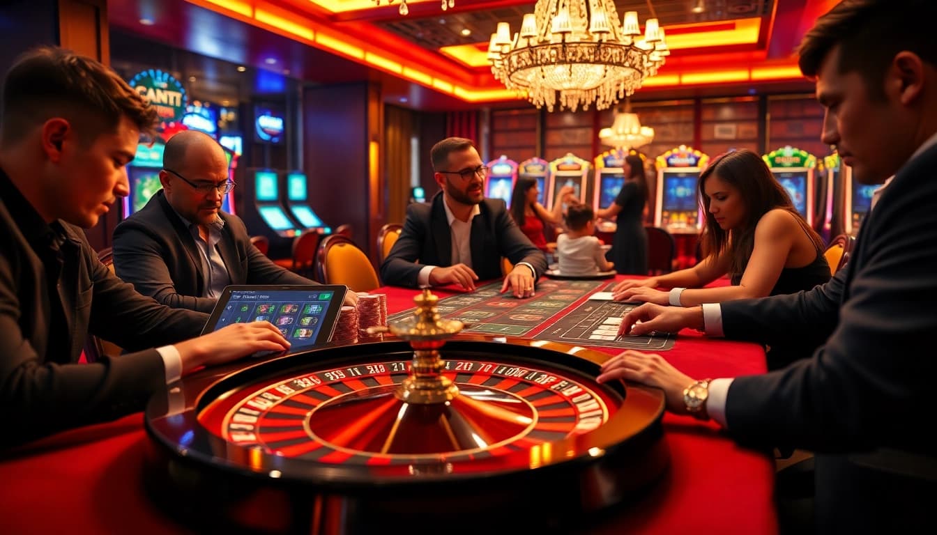 Players strategizing at C168 casino tables while engaging in vibrant online gambling action.