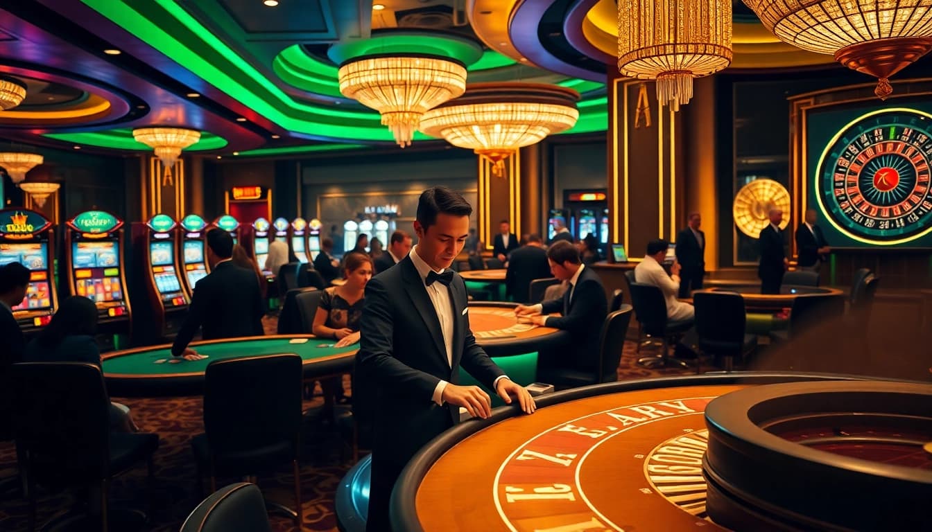Experience the excitement of gambling at SODO-themed tables in a luxurious casino environment.