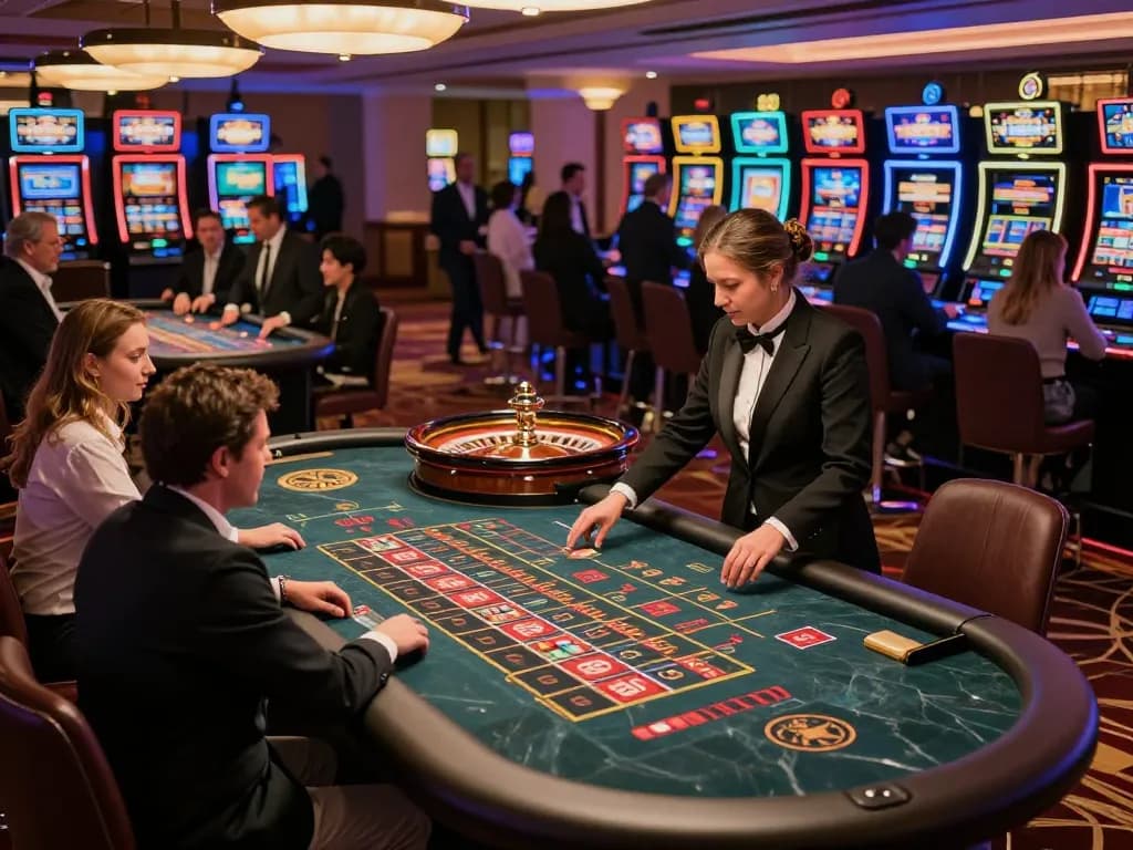 C168 players enjoy dynamic bets at roulette table in upscale casino setting.