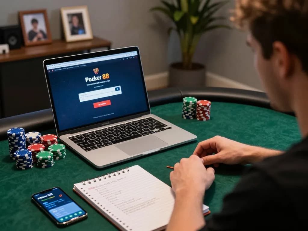 Engaging Poker 88 Login scene showcasing a focused player strategizing for online poker success