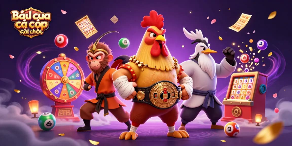 Engage with Bầu cua cá cọp cách chơi in this vibrant, dynamic illustration showcasing game elements.