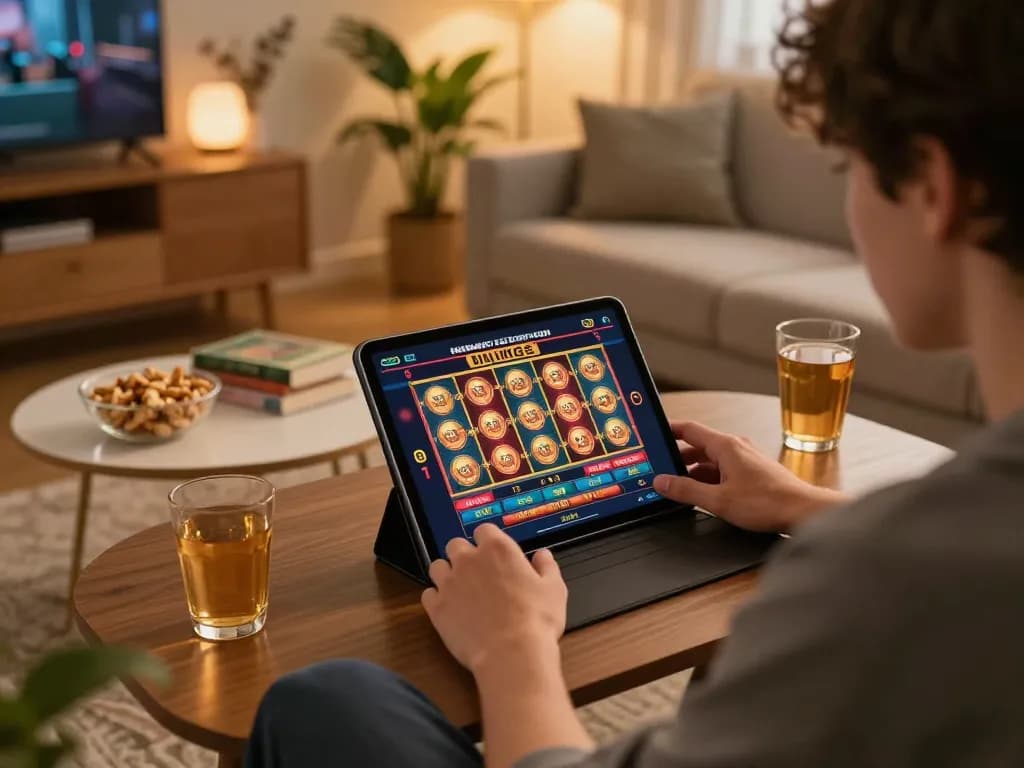 Engage in exciting gameplay with เล่นzood24 on your tablet in a cozy home setting.