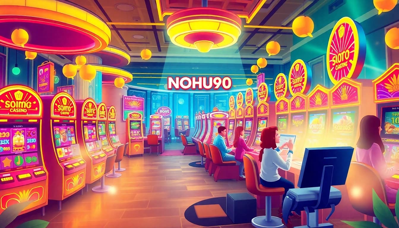 Experience the thrill of NOHU90 with vibrant slot machines and jackpots in a lively casino atmosphere.