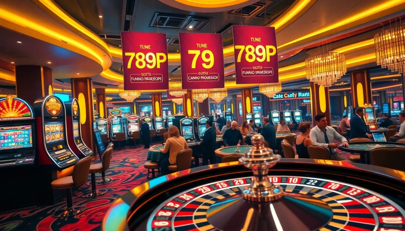Exciting gameplay at 789P casino with elegant tables and vibrant slot machines.