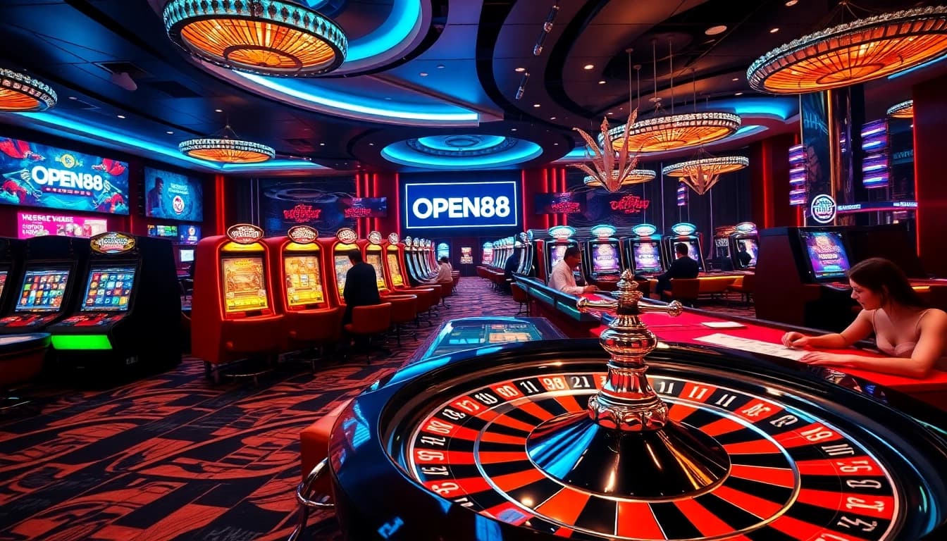 OPEN88 immerses players in exciting online gambling experiences with vibrant casino visuals.