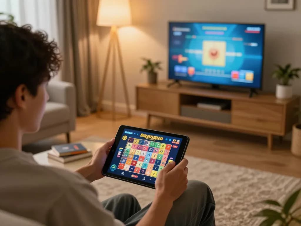Engaging in Bolagila Judi Lotto online gaming from a cozy home setup with focused gameplay.