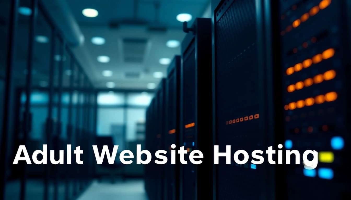Visual representation of adult website hosting with advanced server technology in a professional setting.