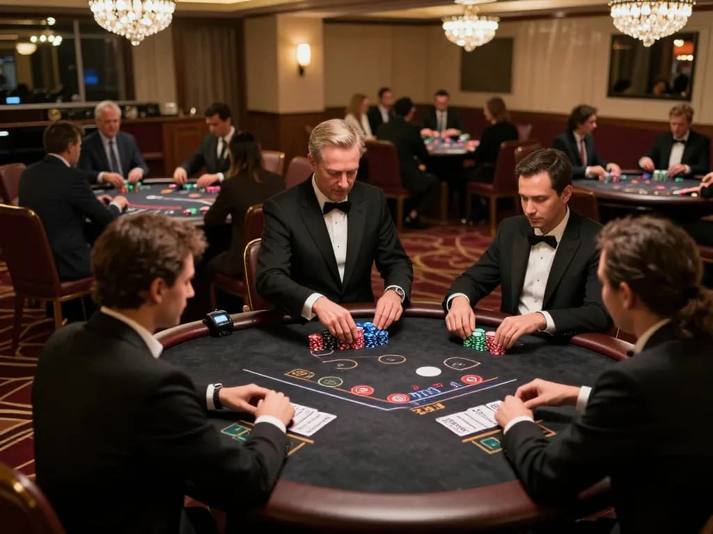 Players strategy at du88 blackjack tables featuring intense gameplay and ambient casino luxury.
