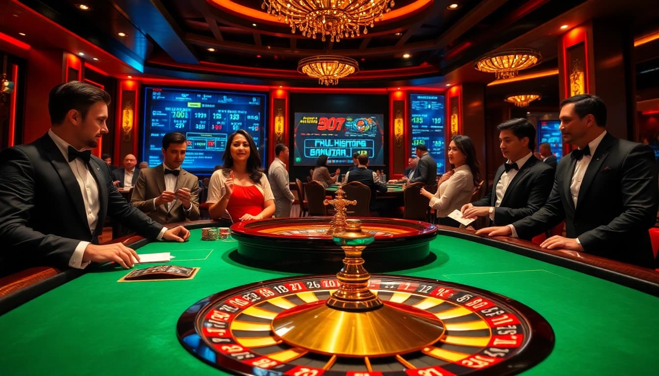 Players engaging in high-stakes poker at GK88, showcasing a thrilling casino atmosphere.